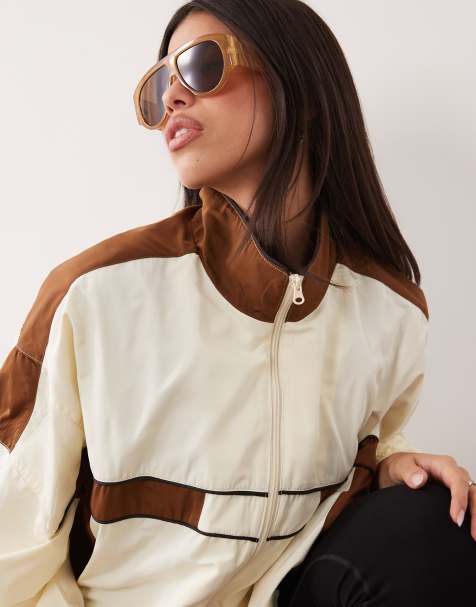 Lioness Rhode funnel neck windbreaker jacket in sorbet cream - view 1