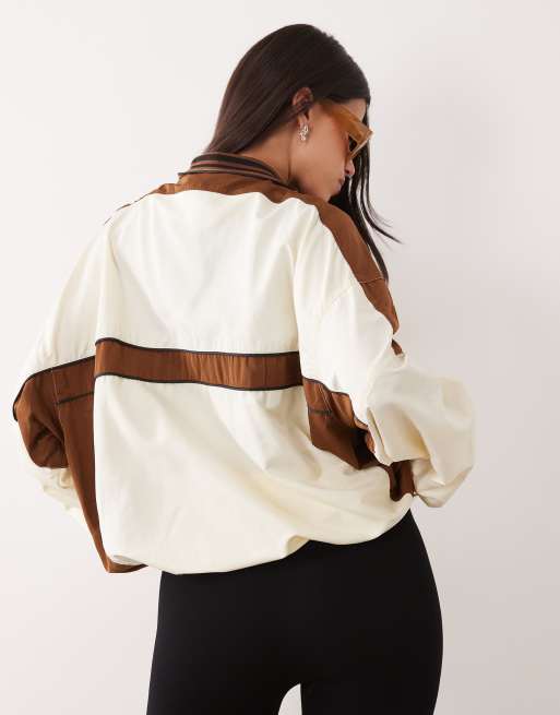 Lioness Rhode funnel neck windbreaker jacket in sorbet cream, 4 of 4
