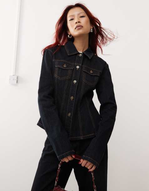 Lioness rider cinch detail denim jacket co-ord in dark wash denim - view 1