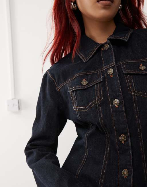 Lioness rider cinch detail jacket in dark wash denim - part