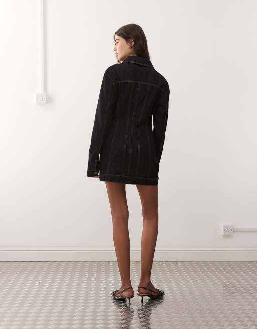 uo tish drop-waist mini dress Charcoal Grey Drop Waist Mini Dress main image 0
