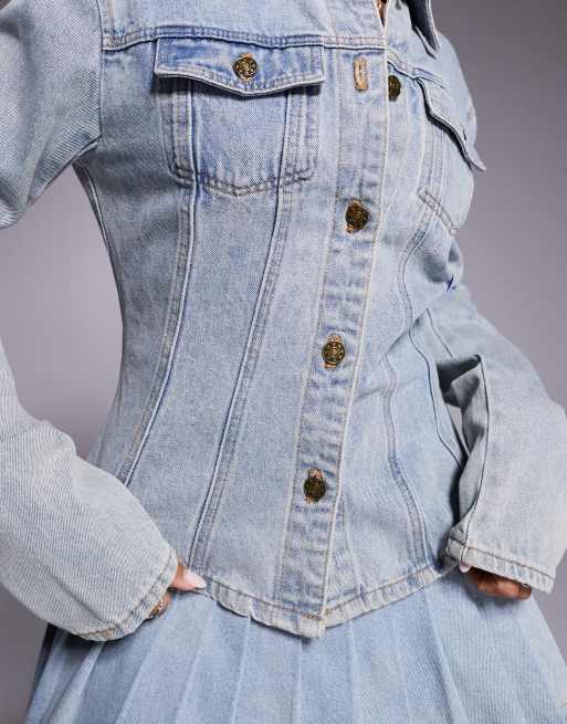 Lioness – Rider – Taillierte Jeansjacke in heller Waschung, Kombiteil, 3 von 4