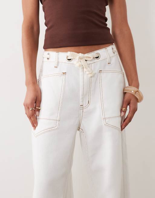 Lioness - Rush Hour - Jeans dritti bianchi con laccetti, 4 di 5