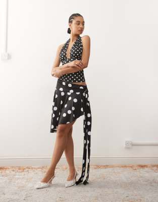 Lioness Safari Slinky Plunge Halterneck Top In Blue