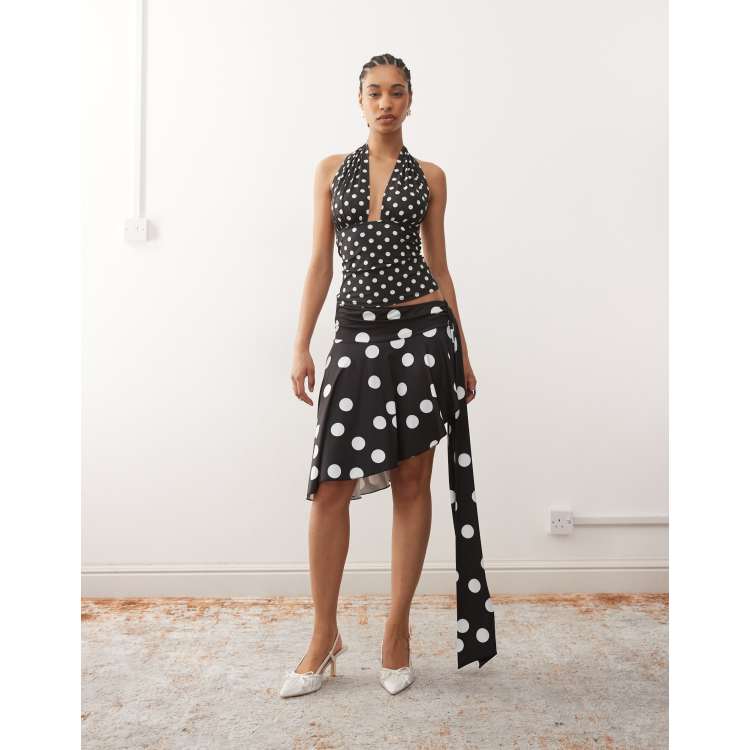 Lioness Safari slinky waist draped detail asymmetric hem skirt in