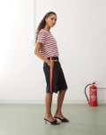 [Lioness] Lioness Sevigney elasticated waist side stripe windbreaker jorts in black XXS BLACK