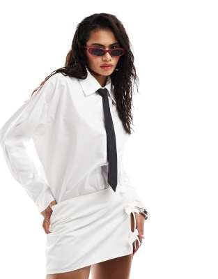 Lioness Shirt With Black Tie In White - Part Of A Set