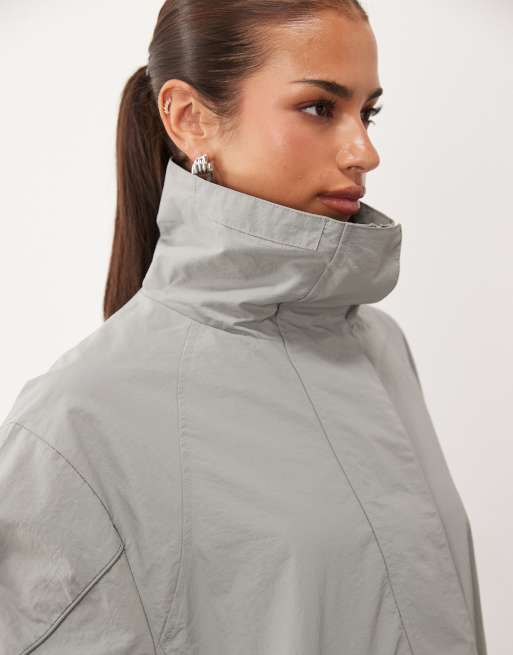 Lioness Shoreline windjack met opstaande kraag, oversized utility en toggles in zilver, 4 van 4