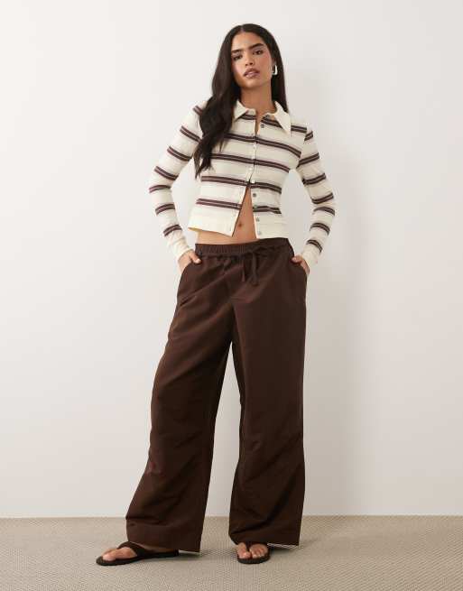 Lioness Signora relaxed balloon leg ripstop broek in chocoladebruin, 4 van 5