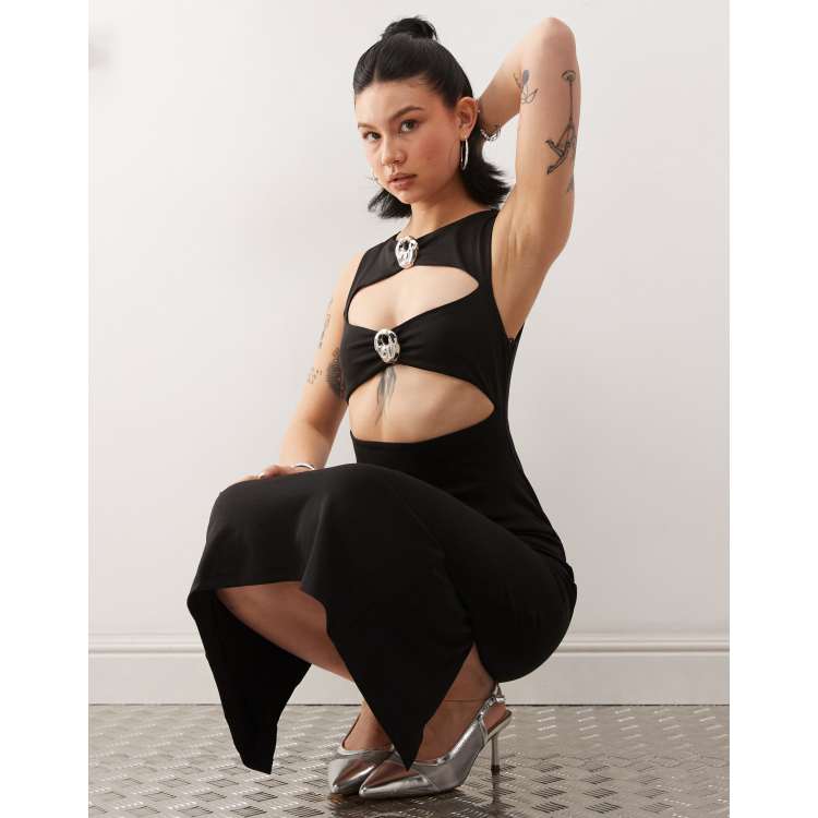 【YILON MADE】Cutout design OP BLACK Pocket Dress (OP0-24-149-W-BLACK)