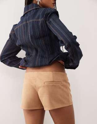 Shop Lioness Sun Drenched Faux Suede Low Waist Mini Shorts