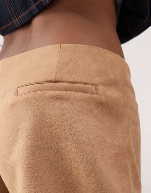Lioness - Sun Drenched - Korte og kamelbrune mikroshorts i imiteret ruskind med lav talje, 4 af 5