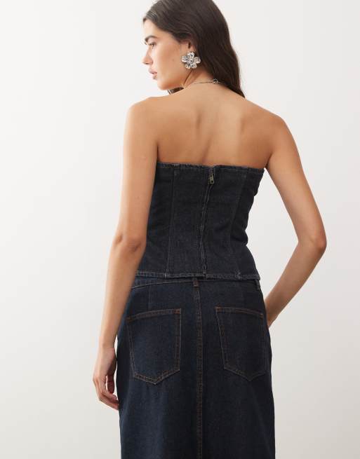 Lioness - Sweetness - Top bandeau d'ensemble à surpiqûres - Bleu indigo, 2 de 4