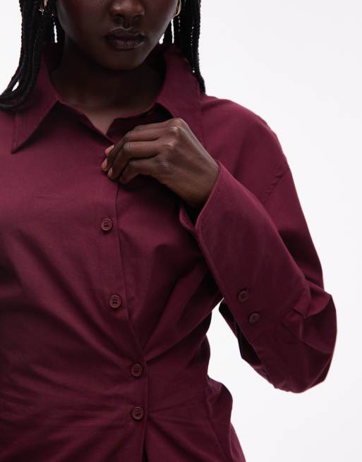 Lioness - Sydney - Chemise boutonnée multipositions avec col et taille cintrée - Bordeaux, 3 de 4