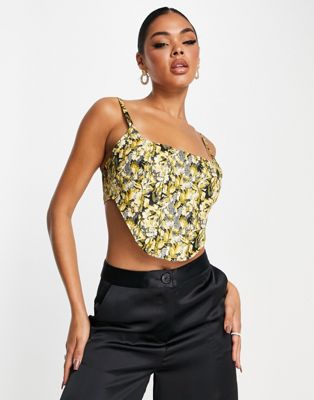 Lioness Tanis corset top in 90s brocade print co-ord
