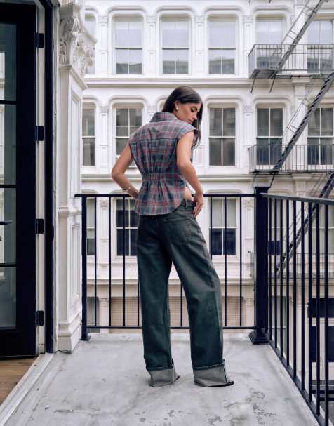 Lioness Top Model cuffed hem jeans in charcoal - view 1
