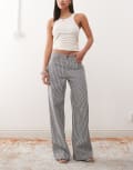 [Lioness] Lioness top model low rise wide leg jeans in blue and white stripe-Multi S Navy stripe