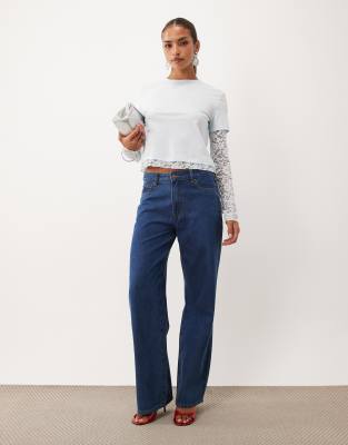 Lioness Top Model Wide Leg Jean In Blue