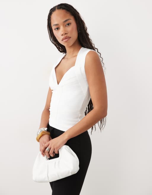 Lioness - top moldeador tipo bandage en blanco