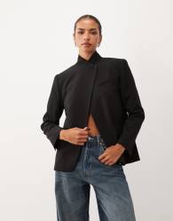 Lioness Trophy Club asymmetric wrap front blazer in black