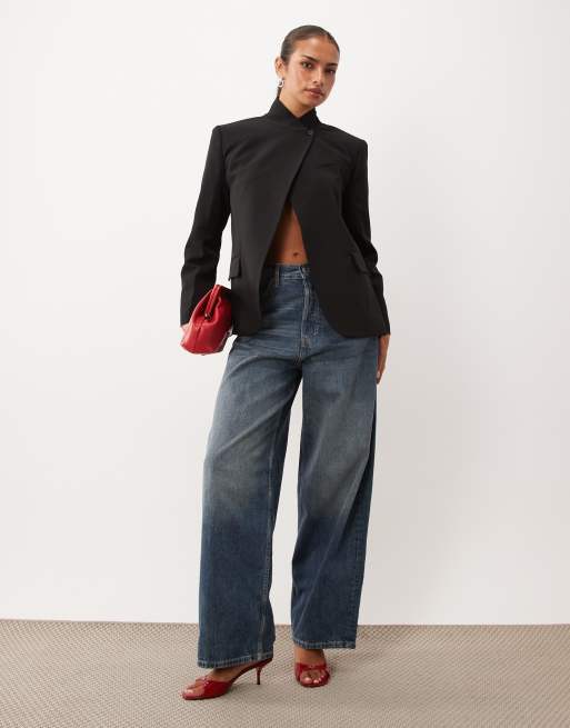 Lioness Trophy Club asymmetric wrap front blazer in black, 2 of 4