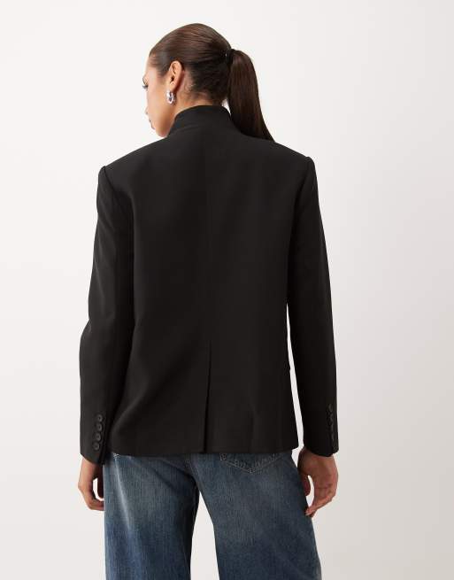 Lioness Trophy Club asymmetric wrap front blazer in black, 4 of 4