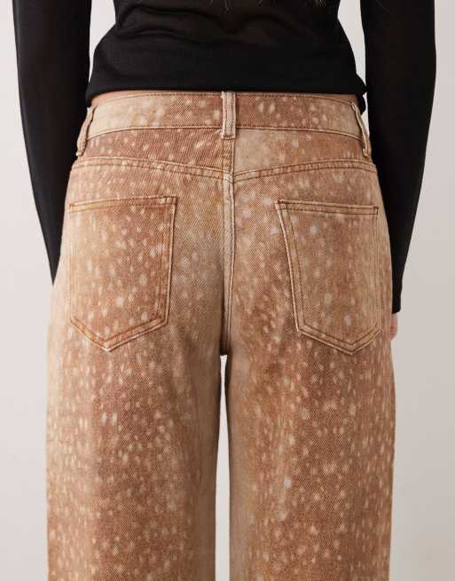 Lioness Uptown jeans med vida ben och hjortmönster, 4 av 5