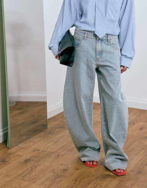 Lioness - Vaqueros barrel leg de denim azul claro, 4 de 5