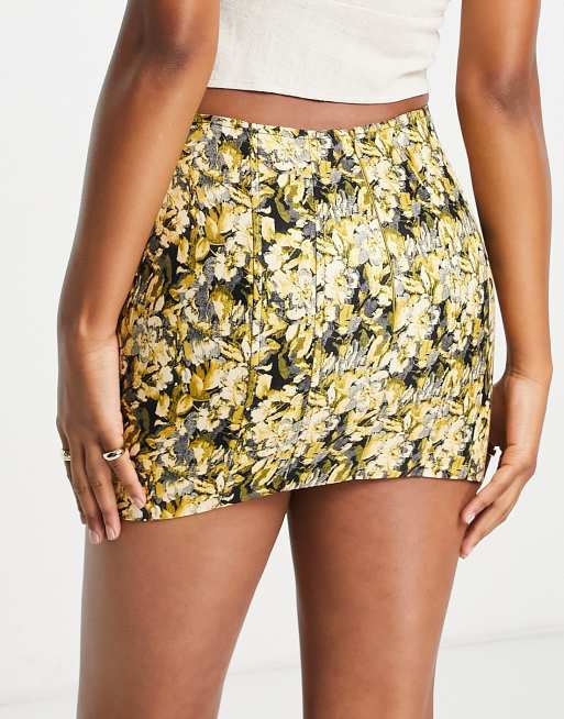 Leopard brocade mini outlet skirt