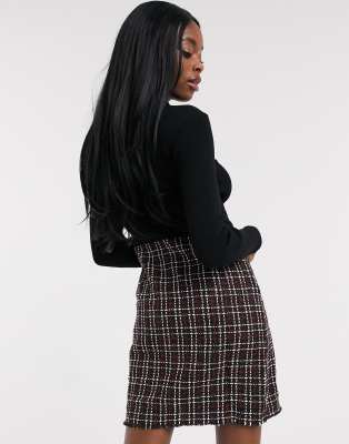 Lipsy tartan outlet boucle mini skirt