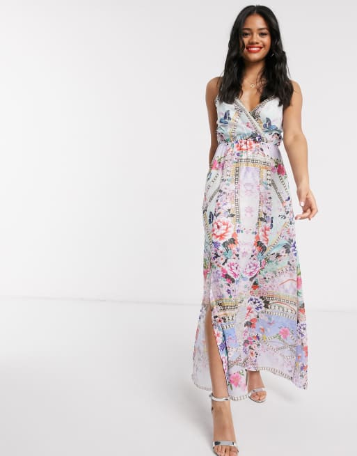 Lipsy × Abbey Clancy – Kopertowa sukienka maxi ze wzorem paisley, 4 z 4