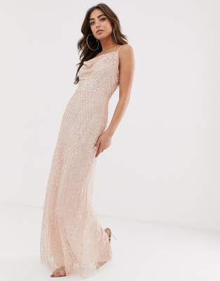 lipsy glitter cowl maxi dress