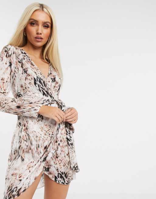 Lipsy printed store wrap dress