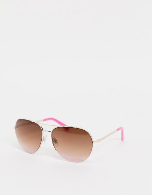 Lipsy Double Brow Sunglasses In Gold ModeSens