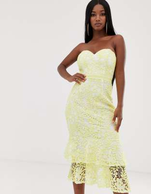 lipsy yellow lace dress