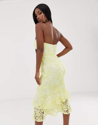 lipsy yellow lace dress