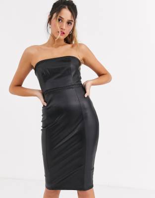 lipsy black leather dress