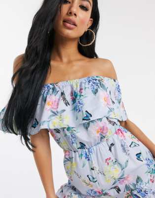 lipsy bardot flower trim midi dress