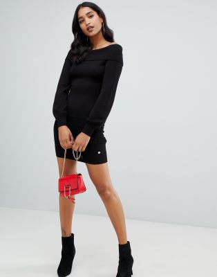 black bardot jumper dress