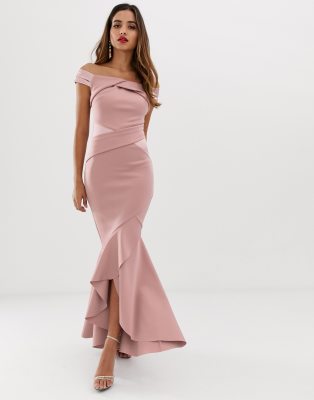 lipsy ruffle bardot dress