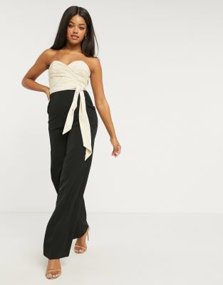 ruched bardot jumpsuit