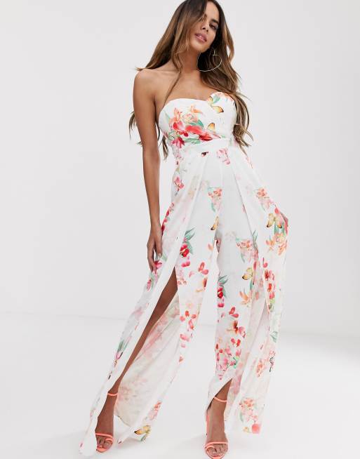 Lipsy floral wide store leg jumpsuit