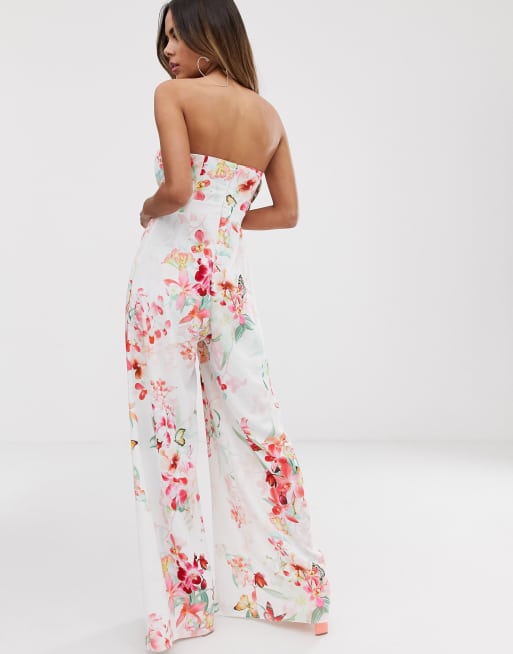 Floral split hot sale leg jumpsuit