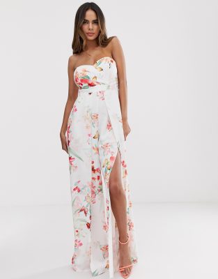 lipsy floral bardot bodycon dress