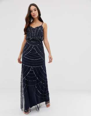 navy beaded maxi dress