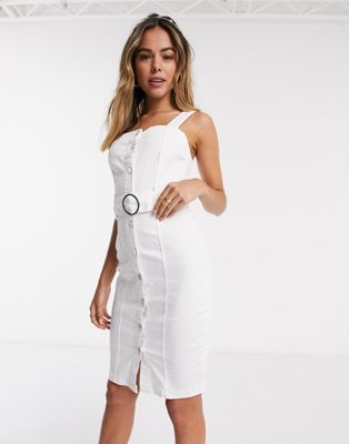 white denim midi dress
