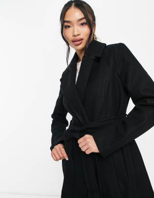 Lipsy belted shop robe coat black