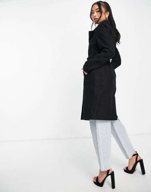 Black belted 2025 robe coat