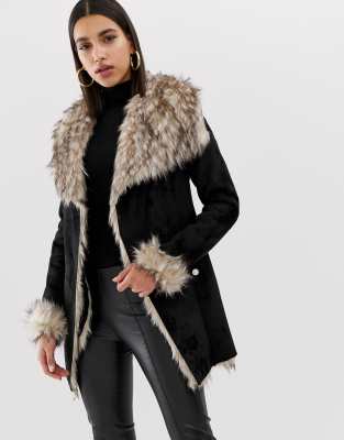 black fur wrap coat