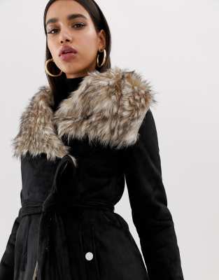 black fur wrap coat